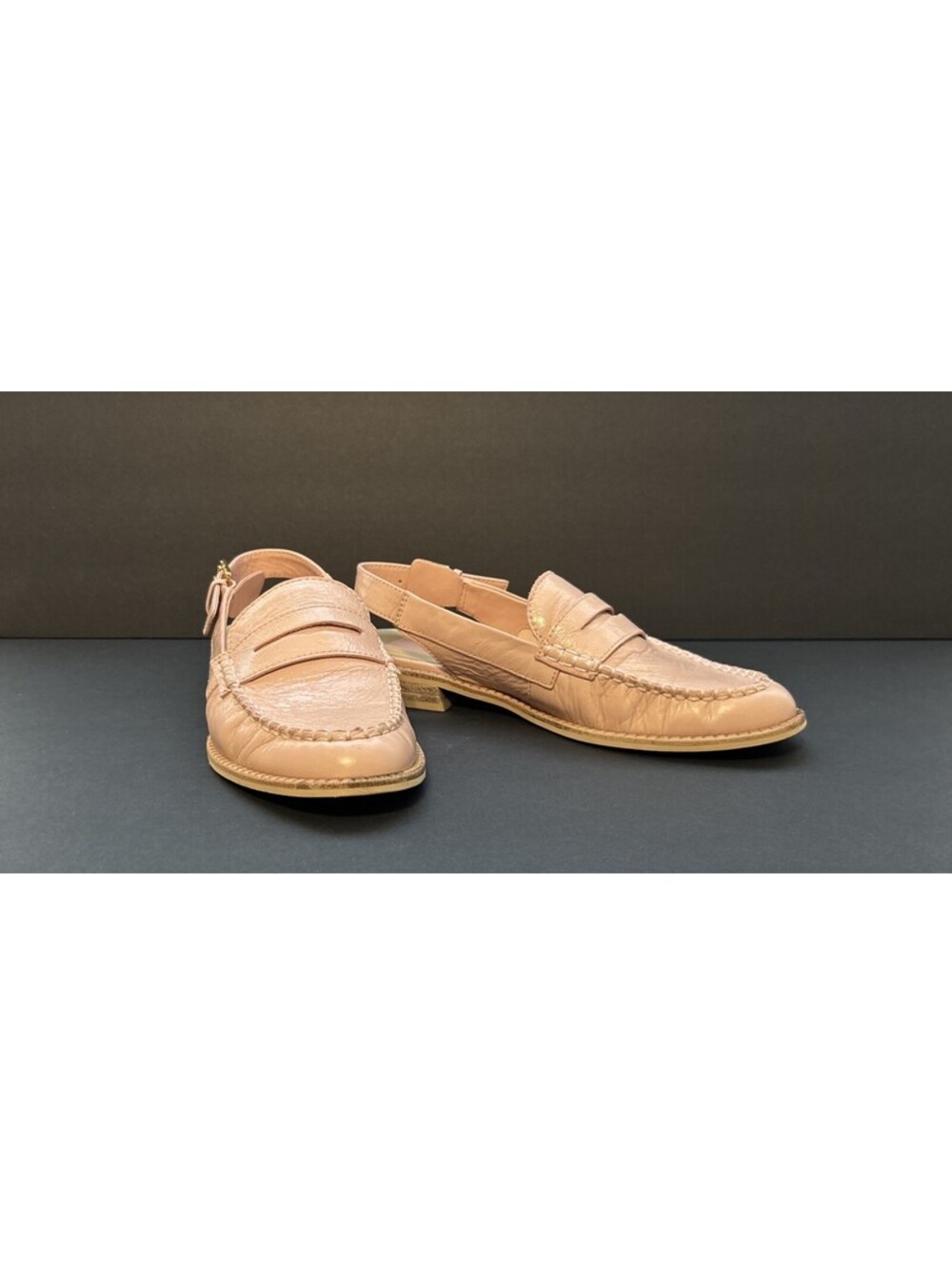 Dolce Vita Hardi Women's Crinkle Pink Leather Sling Back Penny Loafers 8.5 Flats
